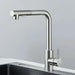 Sleek stainless steel kitchen sink faucet with modern pull-out sprayer for versatile use.