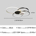 Minimalist overlapping circular ceiling light in black, size 120x100cm, LED 110W, suitable for 30-40m² area.