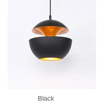 Black modern apple pendant light with LED bulb and iron-glass design, perfect for stylish living rooms and dining areas.