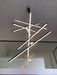 Modern smart chandelier with geometric design and dimmable LED lights for versatile home lighting control.