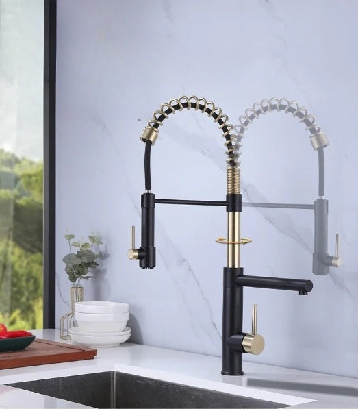 Luxury Brass Kitchen Faucet with Magnetic Dual-Control - HomeComfort365