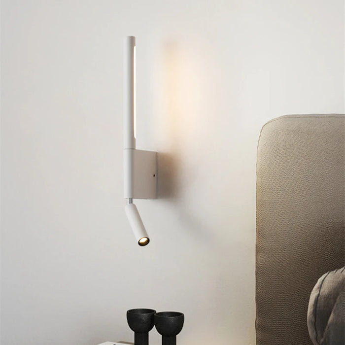 Modern adjustable LED bedside wall lamp for reading, wall-mounted, energy-efficient, sleek design, CCC and CE certified.