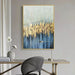 Abstract blue ocean oil painting on linen canvas, vertical rectangle, vibrant colors, modern art in a stylish interior setting.