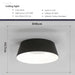 Modern black LED ceiling light with dimensions D46cm x H17cm, suitable for 8-12㎡ spaces, crafted from carbon and hardware.