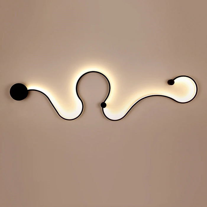 Nordic Curve Wall Lamp with LED illumination, modern metal body and acrylic shade, ideal for bedroom or study wall decor.