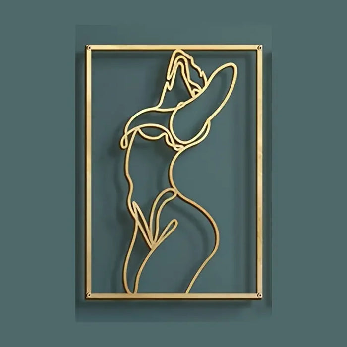 Minimalist gold woman silhouette line sculpture for elegant home decor wall art