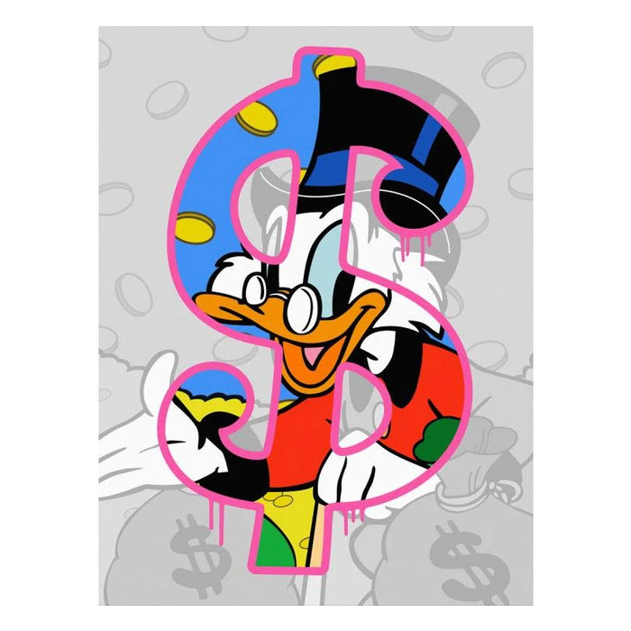 Disney Dreams Graffiti Art Scrooge McDuck Dollar Sign Canvas Print