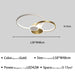 Minimalist overlapping circular ceiling light in gold with LED 42W power for spaces 5-15m², dimensions 58x48cm.