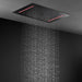 Luxe LED rainfall shower head in blackened finish with water streaming, part of the Elena Shower Set for a modern bathroom upgrade.