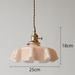 Retro French brass pendant light with scalloped glass shade, dimensions 25cm wide by 18cm high, perfect for elegant interiors.