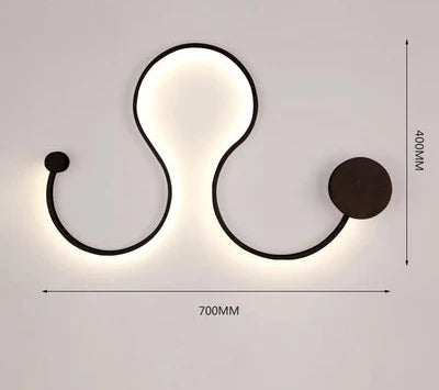 Modern Nordic Curve wall lamp with acrylic shade, sleek metal design, ideal for bedroom or study lighting, 700x400mm dimensions.