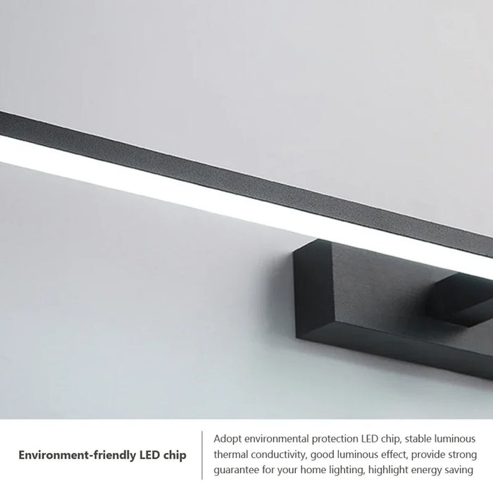 Modern LED wall light with sleek aluminum design, highlighting the energy-efficient, environmentally-friendly LED chip.