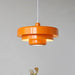 Orange Danish Modern LED Pendant Lighting with clean architectural design, ideal for small spaces, crafted from aluminum and iron.