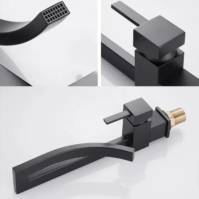 Luxury brass square basin mixer faucet with polished finish, featuring single-handle design and modern elegance.