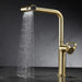 Brushed gold kitchen faucet with pull-out spout and Raindance waterfall feature, made of durable brass with chrome finish