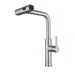 Modern pull-out kitchen faucet with waterfall shower head and single handle in durable brushed finish.