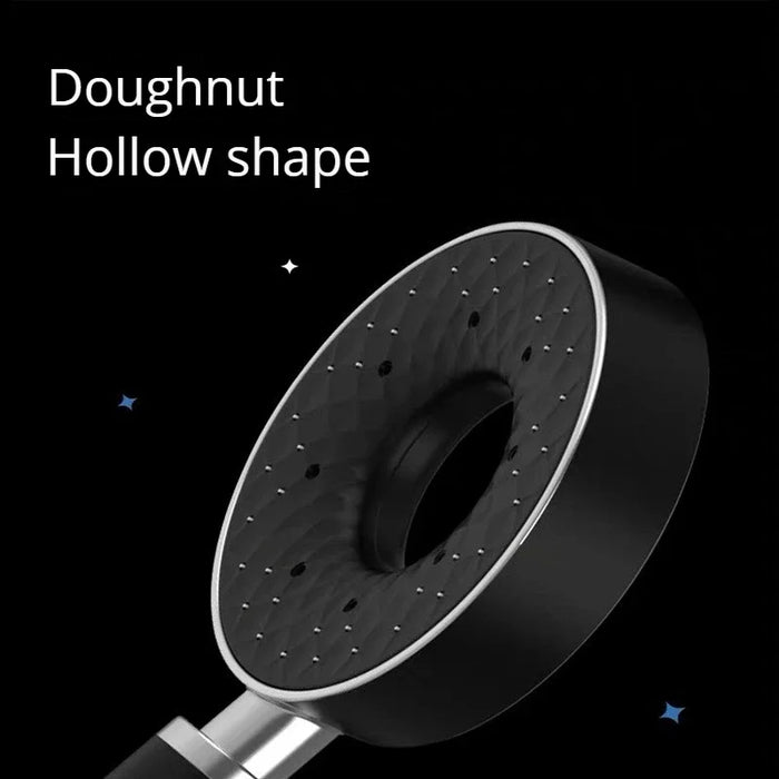 "Doughnut shaped shower head with hollow design for luxurious water flow"