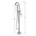 Modern Swivel Spout Freestanding Bath Mixer with 116cm Height and 18cm Reach.