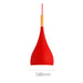 Red Nordic teardrop wood pendant light with natural wood handle and sleek aluminum shade, 160mm diameter.