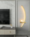 Elegant line wall light on gray background, showcasing modern LED design with customizable brightness for interior decor.