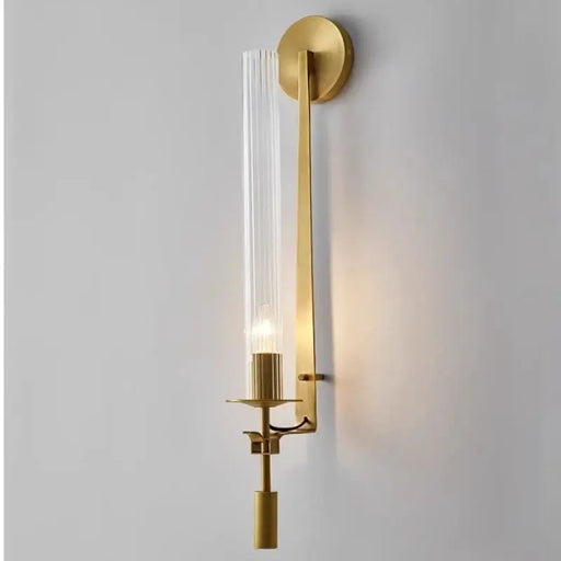 Retro Glass Wall Lamp in gold, vintage sconce design, perfect for elegant home decor in living rooms, bedrooms, and dining areas.