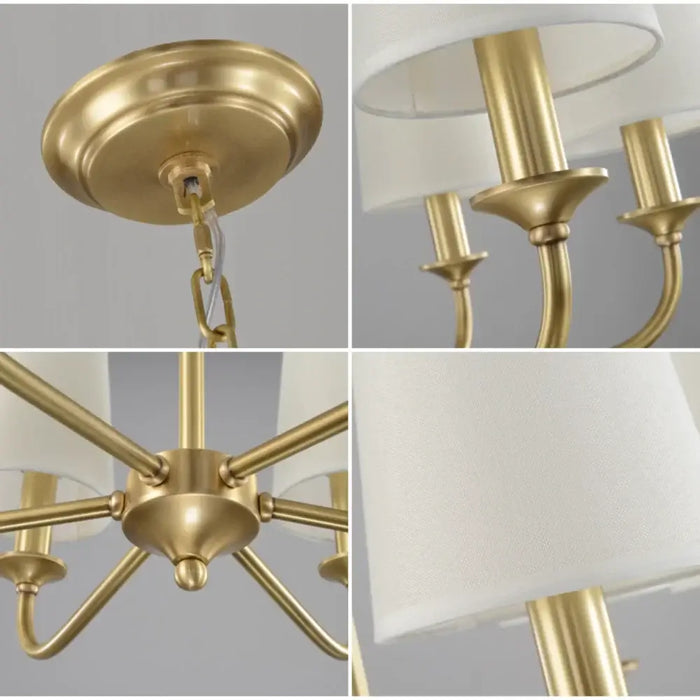 Golden Elegance Fabric Pendant Chandelier details with gold finish and minimalist design elements.