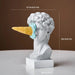 Ice Cream David Bust Sculpture with a cone on face, 16 cm tall, resembling Michelangelo's David, made of resin.