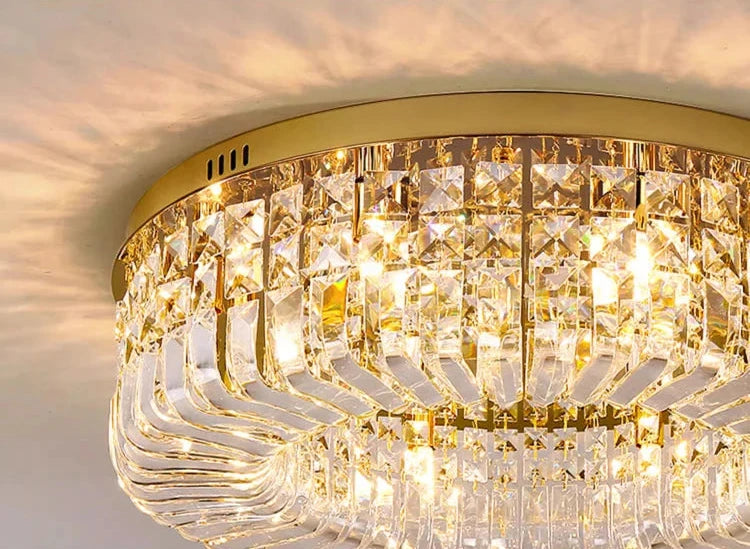 Modern luxury crystal round ceiling chandelier with premium design and elegant illumination.