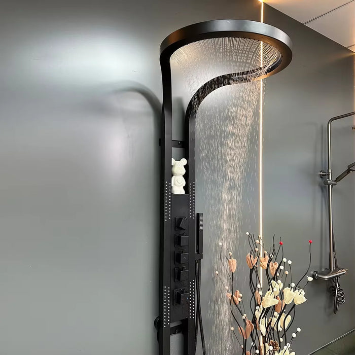 Luxury Stainless Steel Waterfall Shower Panel – Massage & Sprinkler System - HomeComfort365