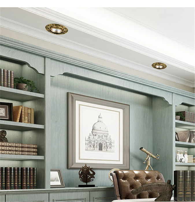 Elegant study with American Retro Cat Eye LED Ceiling Lamp installed