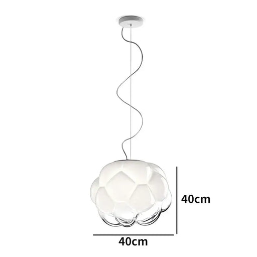 Cloud Glass Chandelier with adjustable cord, featuring a 40cm diameter design, ideal for living rooms and dining areas.