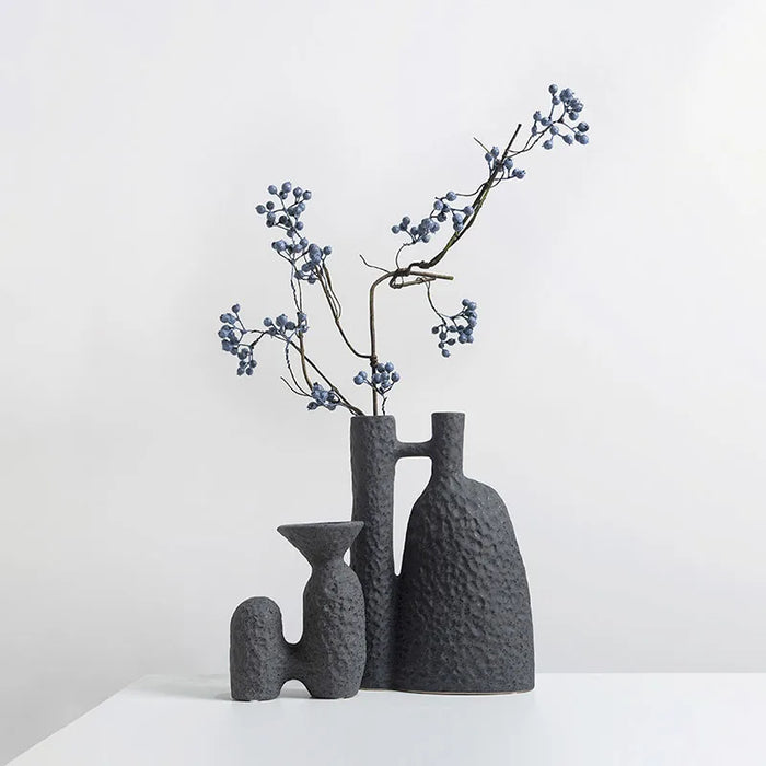 Wabi Sabi H-Shaped Ceramic Vase – Artistic Decor for Home - HomeComfort365