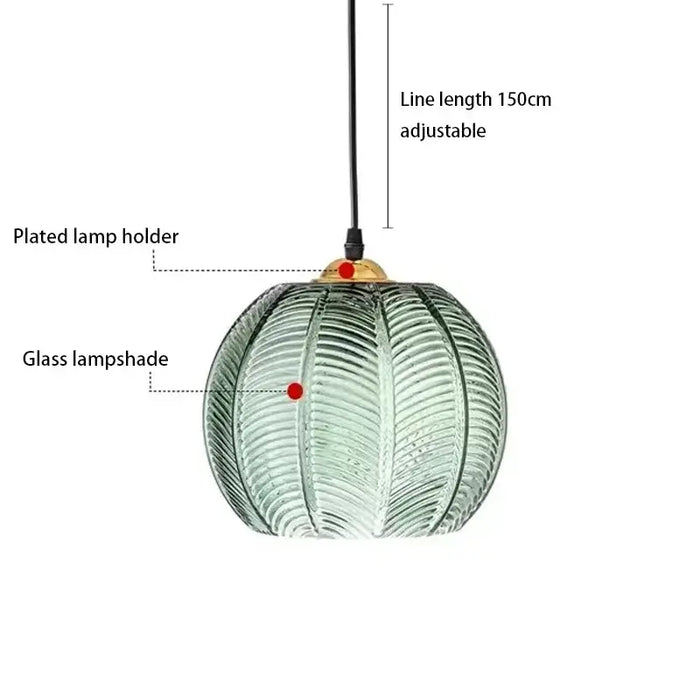 Nordic Glass Ball Pendant Lamp with textured glass shade and 150cm adjustable line length for modern interiors.