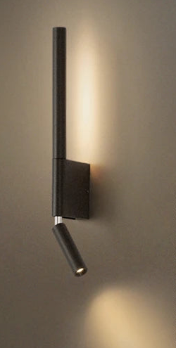 Modern adjustable bedside wall lamp with LED light, sleek black design, energy-efficient, perfect for reading and space-saving.