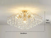 Luxury crystal lantern chandelier with gold accents, emitting powerful illumination, 80cm diameter, 45cm high, for elegant decor.