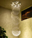 Ultra-modern LED spiral crystal chandelier with luxurious design, stainless steel structure, and premium clear crystals.