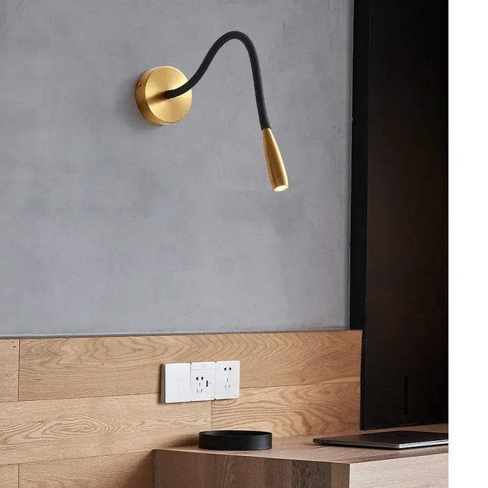 Nordic bronze wall lamp with adjustable arm for stylish home lighting.