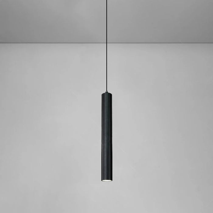 Modern black double-head LED pendant light with aluminum body, ideal for minimalist dining and living spaces.