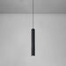 Modern black double-head LED pendant light with aluminum body, ideal for minimalist dining and living spaces.