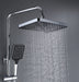 Luxury rainfall shower system set with dual heads, featuring square 12-inch overhead and handheld shower for spa-like experience.