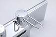 Luxury shower system control handle in chrome finish for easy operation.