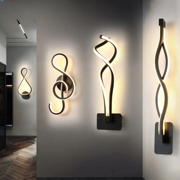 Modern artistic wall lamp with sculptural design, featuring warm ambient LED lighting, ideal for contemporary home decor.