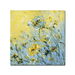 Abstract 3D floral knife painting with vibrant yellow and blue hues, showcasing lifelike textured blossoms on a modern art canvas.