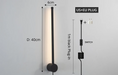 Modern artistic wall lamp with black aluminum finish, 40cm length, 6cm width, 1m black plug with US and EU plug options.