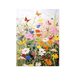 Butterfly Meadow Canvas Art Print with vibrant wildflowers and colorful butterflies in pink, yellow, blue, and green hues.