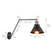 Vintage Industrial Wall Lamp with adjustable design, black metal finish, and dimensions for versatile home lighting.