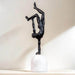 Giacometti-inspired abstract metal sculpture with marble base, modern art design for home decor, 39cm tall.