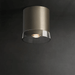 Nickel LED double lens ceiling light with sleek design on a dark background.