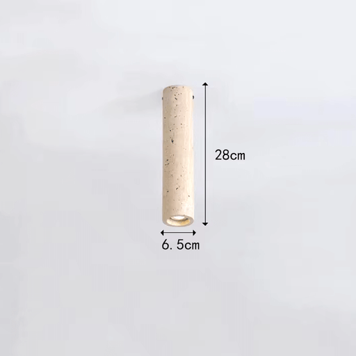 Natural stone cylinder ceiling light, 28cm height, 6.5cm diameter, minimalist design, warm glow for dining rooms or corridors