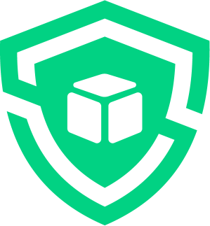 Green shield with a box icon representing shipping protection for lost, stolen, or damaged items.